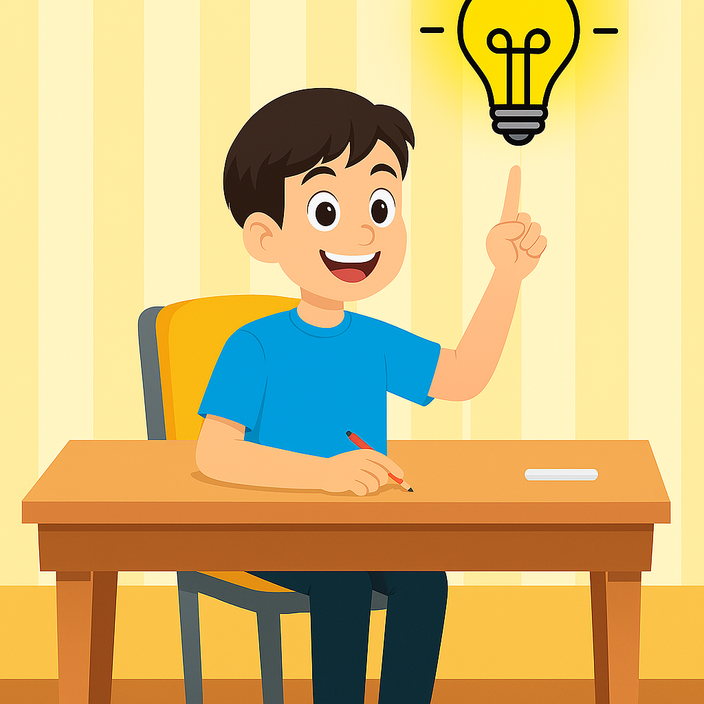 Student excited about idea